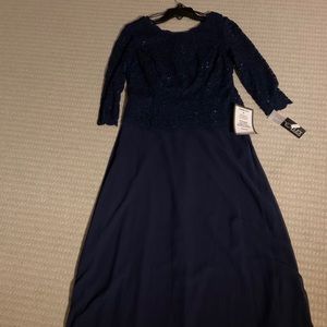 Navy blue sequins ball gown